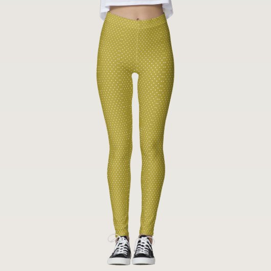 Geel witte stippenpatroon leggings (Voorkant)