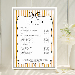 Geel Witte Streep Vintage Boog Prijslijst Poster