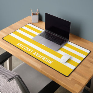 Geel & witte strepen patroon gepersonaliseerd bureaumat