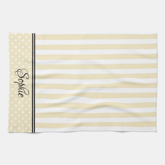 Geel & witte strepen Stippen Theedoek (Horizontaal)