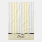 Geel & witte strepen Stippen Theedoek (Verticaal)