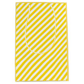 Geel Witte Stripe Sjabloon Elegant Modern Medium Cadeauzakje (Voorkant)
