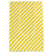 Geel Witte Stripe Sjabloon Elegant Modern Medium Cadeauzakje (Achterkant)
