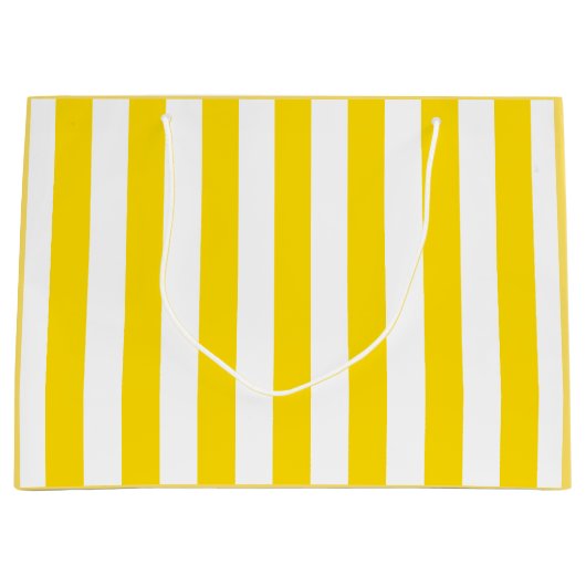 Geel Witte Striped Moderne Elegant Sjabloon Groot Cadeauzakje (Voorkant)