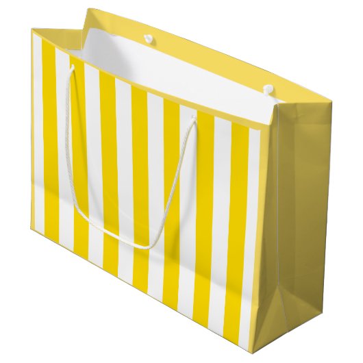 Geel Witte Striped Moderne Elegant Sjabloon Groot Cadeauzakje (Voorkant Gekanteld)