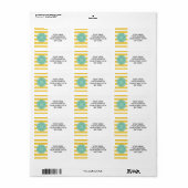 Geel Witte Stripes Patroon, Mint Groen Monogram Etiket (Full Sheet)