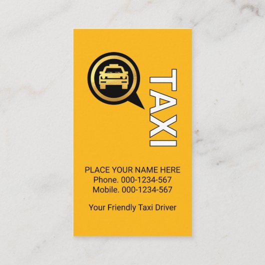 Geel witte taxi aangevinkt vakje rijden visitekaartje (Achterkant)