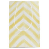 Geel Witte Zigzag Strepen Verjaardag Medium Cadeauzakje (Voorkant)