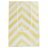 Geel Witte Zigzag Strepen Verjaardag Medium Cadeauzakje (Achterkant)