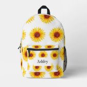 Geel Witte Zonnebloemen Patroon Bedrukte Rugzak (Voorkant)