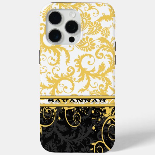 Geel Witte Zwart Gepersonaliseerde Damashuid iPhon Case-Mate iPhone Case (Achterkant)