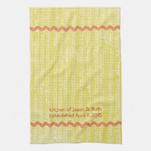 Geel XOXO Love RicRac Monogram Tea Kitchen Towel Theedoek