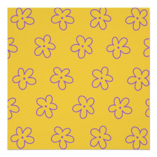 Geel Y2K Bold Wildflower Levendige Spring Art Perfect Poster (Voorkant)