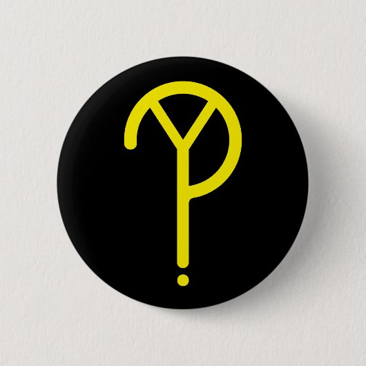 Geel Y? Symbool op zwart Ronde Button 5,7 Cm (Voorkant)