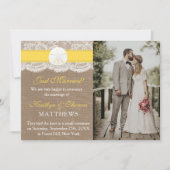 Geel Zand Dollar Strand Bruiloft Foto Huwelijk Aankondiging (Voorkant)