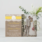 Geel Zand Dollar Strand Bruiloft Foto Huwelijk Aankondiging (Staand voorkant)