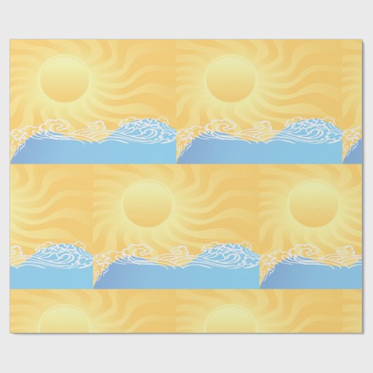 Geel zand en oceaan cadeaupapier (Vlak)