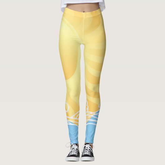 Geel zand en oceaan leggings (Voorkant)