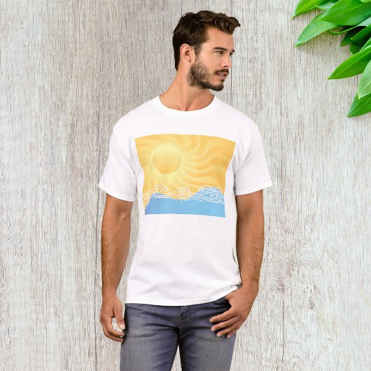 Geel zand en oceaan t-shirt