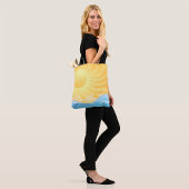 Geel zand en oceaan tote bag
