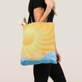 Geel zand en oceaan tote bag
