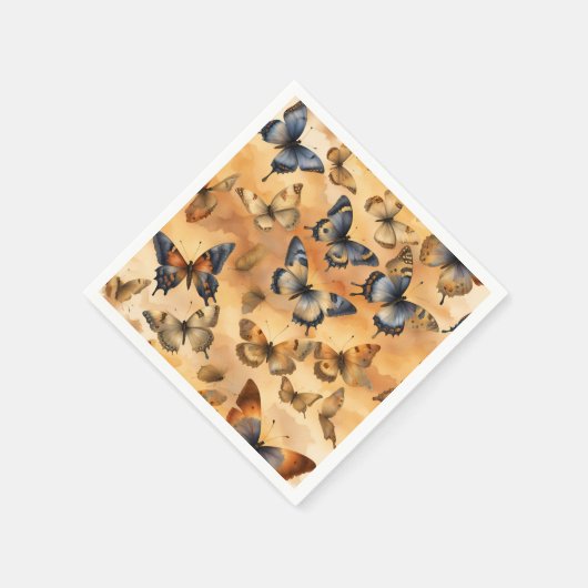 Geel, zandgeel, oker, blauwe waterverf butte servet (Hoek)