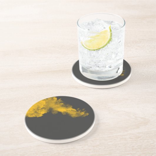 Geel zandsteen Onderzetter met unieke getextureerd (Zijkant)