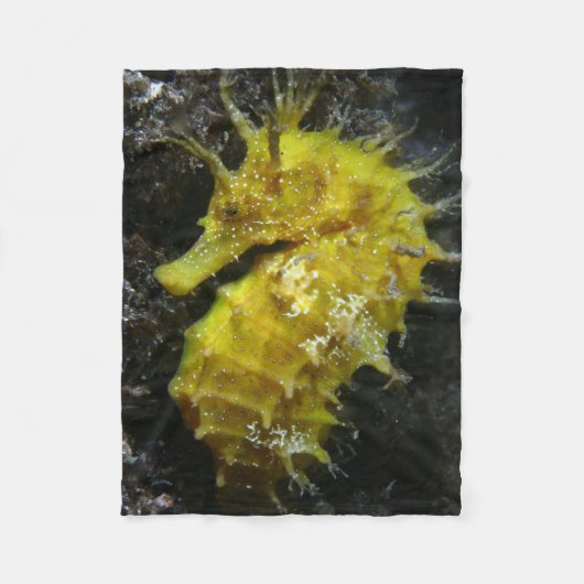 Geel zeepaard | Hippocampus Guttulatus Fleece Deken (Voorkant)