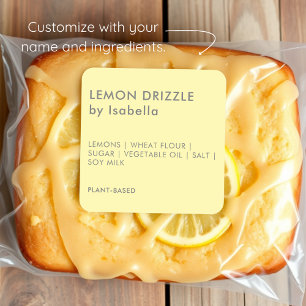 Geel   Zelfgemaakte cake product ingrediëntenlabel Vierkante Sticker