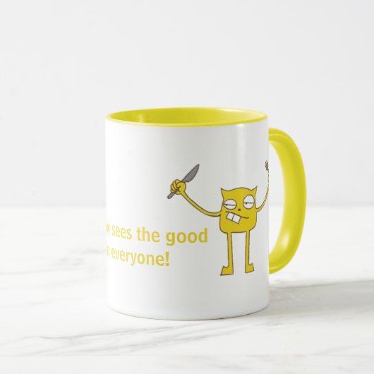 Geel ziet het goede in iedereen! mok (Voorkant rechts)