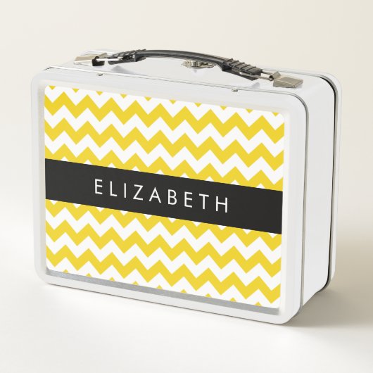 Geel zigzag, Geel Chevron, Jouw naam (Achterkant)