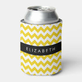 Geel zigzag, Geel Chevron, Jouw naam Blikjeskoeler (Blikje Voorkant)