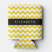 Geel zigzag, Geel Chevron, Jouw naam Blikjeskoeler (Achterkant)