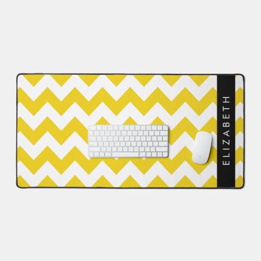Geel zigzag, Geel Chevron, Jouw naam Bureaumat (Keyboard & Muis)