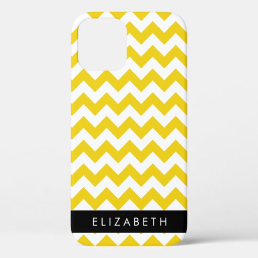 Geel zigzag, Geel Chevron, Jouw naam Case-Mate iPhone Case (Achterkant)