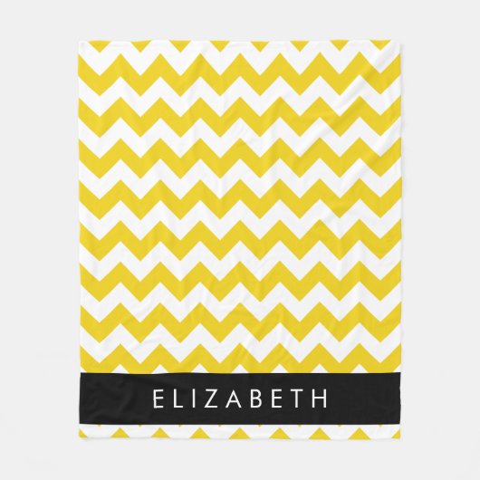 Geel zigzag, Geel Chevron, Jouw naam Fleece Deken (Voorkant)