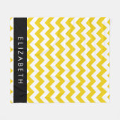 Geel zigzag, Geel Chevron, Jouw naam Fleece Deken (Voorkant (Horizontaal))
