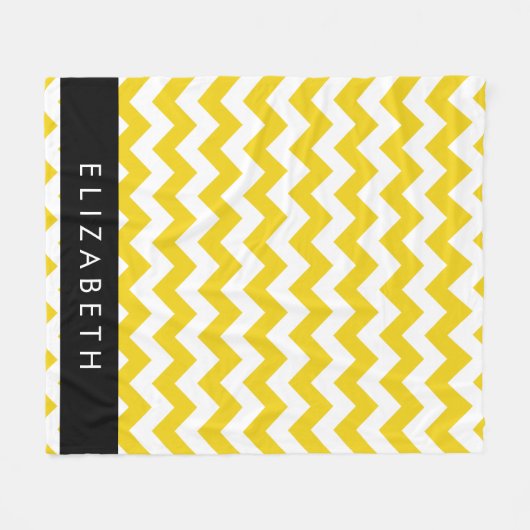 Geel zigzag, Geel Chevron, Jouw naam Fleece Deken (Voorkant (Horizontaal))