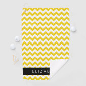 Geel zigzag, Geel Chevron, Jouw naam Golfhanddoek (Insitu)