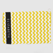 Geel zigzag, Geel Chevron, Jouw naam Golfhanddoek (Horizontaal)