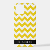 Geel zigzag, Geel Chevron, Jouw naam iPhone Hoesje (Achterkant)