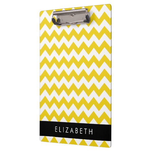 Geel zigzag, Geel Chevron, Jouw naam Klembord (Links)