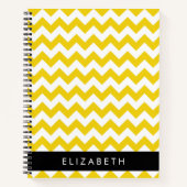 Geel zigzag, Geel Chevron, Jouw naam Notitieboek (Voorkant)