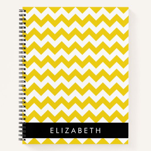 Geel zigzag, Geel Chevron, Jouw naam Notitieboek (Voorkant)