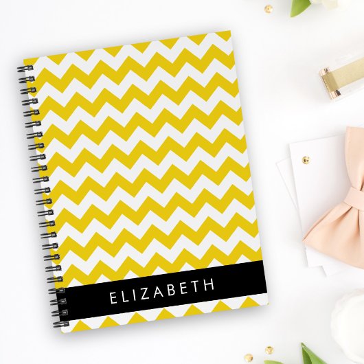 Geel zigzag, Geel Chevron, Jouw naam Planner