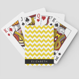 Geel zigzag, Geel Chevron, Jouw naam Pokerkaarten