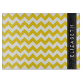 Geel zigzag, Geel Chevron, Jouw naam Snijplank (Voorkant)
