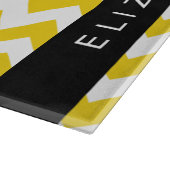 Geel zigzag, Geel Chevron, Jouw naam Snijplank (Hoek)