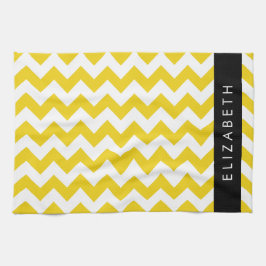 Geel zigzag, Geel Chevron, Jouw naam Theedoek