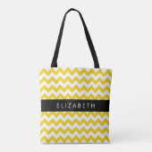 Geel zigzag, Geel Chevron, Jouw naam Tote Bag (Achterkant)